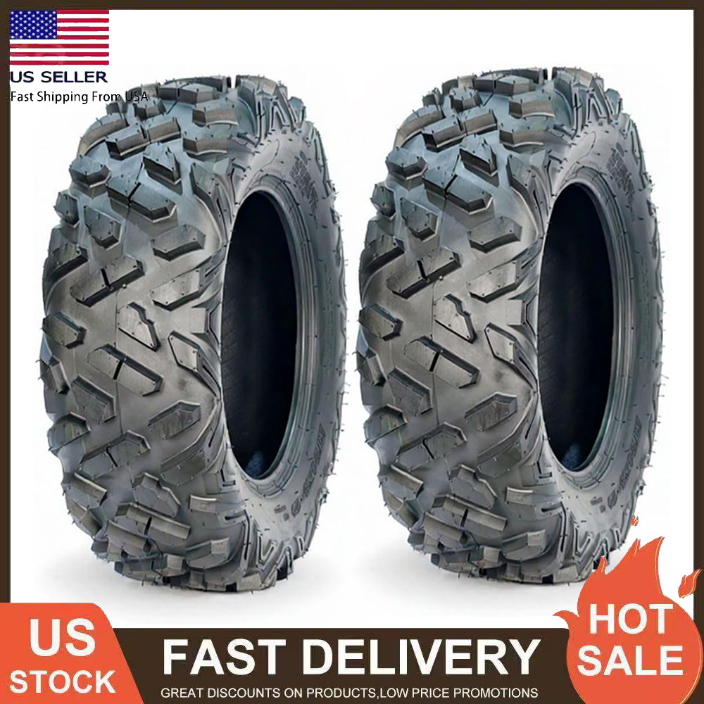 Set 2 25x8-12 UTV ATV Tires 25x8x12 All Terrain 25 8 12 Heavy Duty 6PR Tubeless