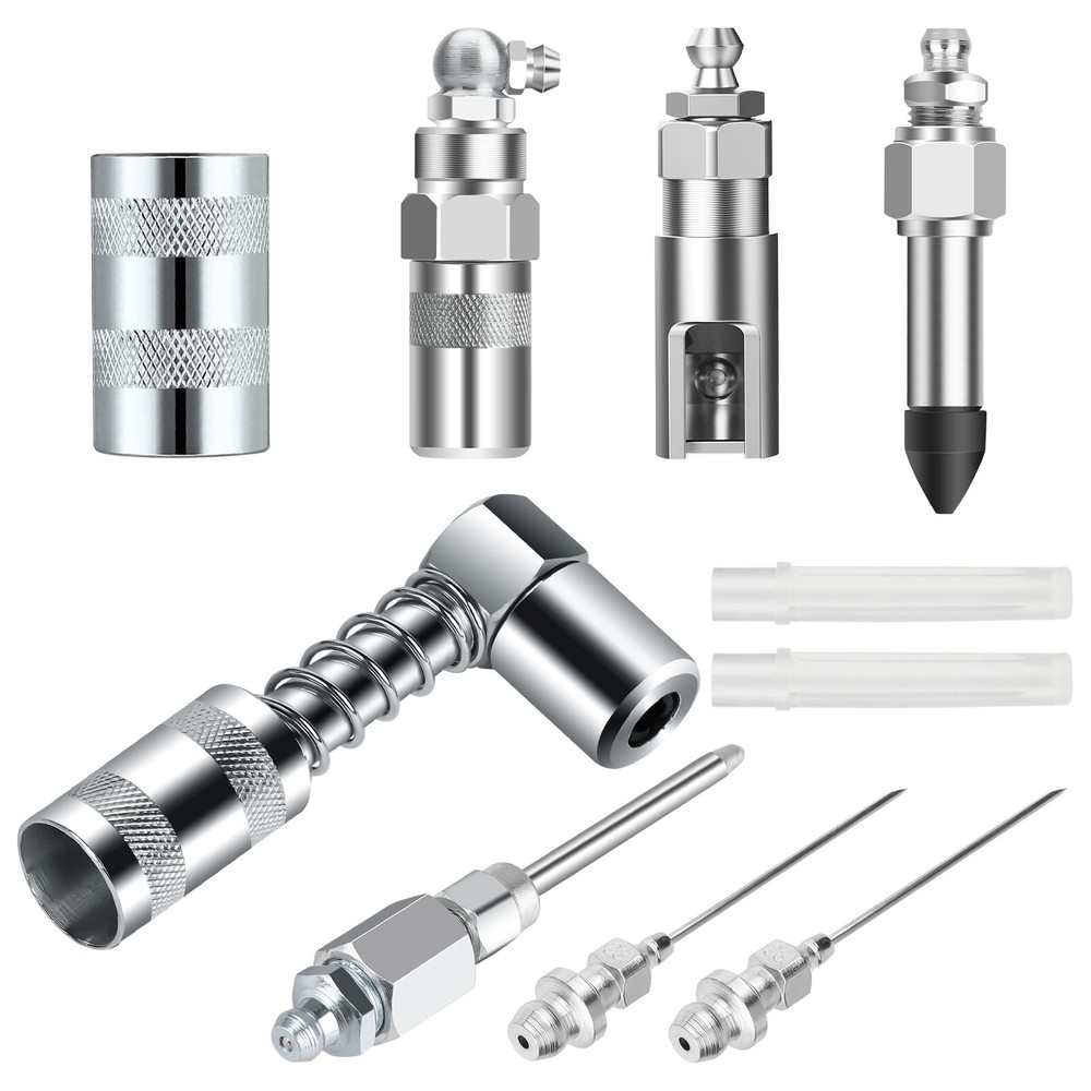 8pcs Grease Needle Tip Accessory Set,Injector Nozzle Dispenser 90 Degree Coupler