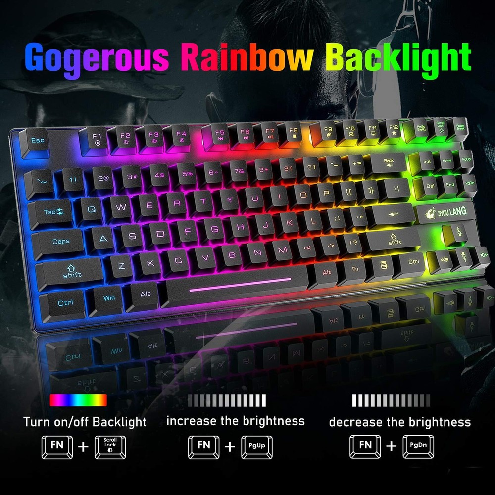 Wireless Rainbow Backlit Gaming Keyboard and Mouse Combo for PS4 Xbox PC MAC