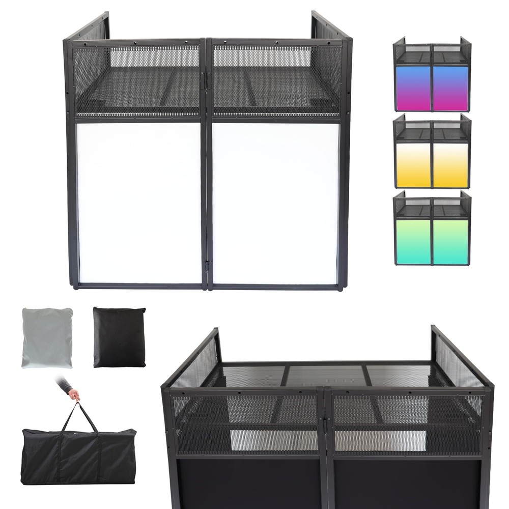 Portable DJ Booth DJ Facade Table Station Two-position Height Adjustable DJ T...