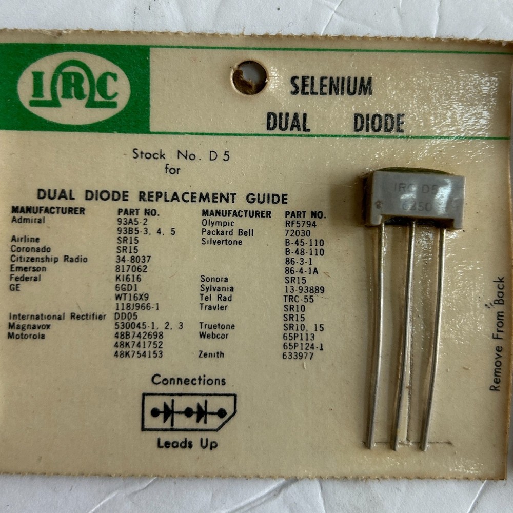 2 Pack, Irc Selenium Dual Diode Stock No D-5 (NOS)