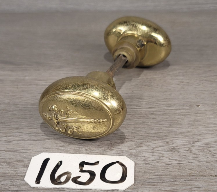 Olympic Burning Torch Ribbon Wrapped Oval Passage Set - Old, Solid Cast Bronze