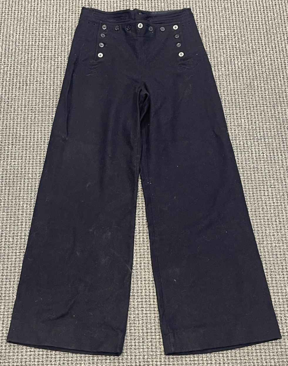 US Navy Sailor 1940s Wool Pants Naval Clothing Factory Trousers Black Buttoned