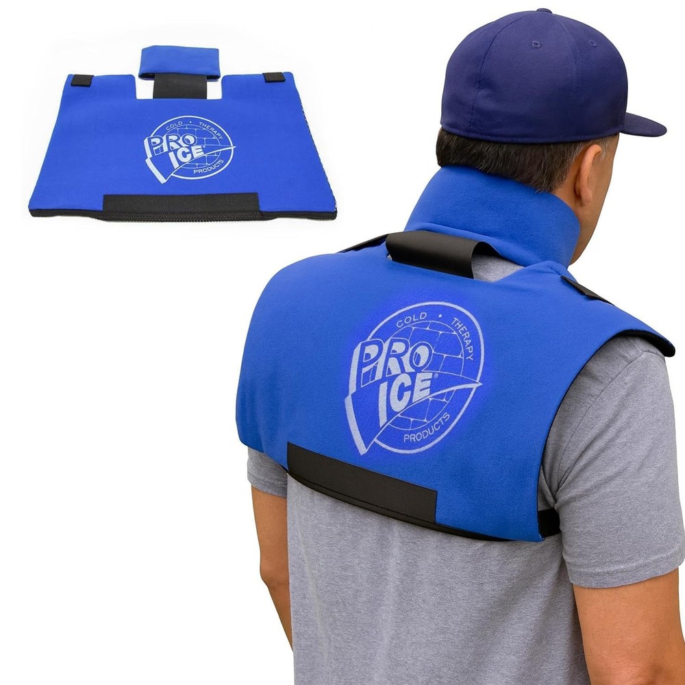 Pro Ice Scapula/Cervical Cold Ice Wrap with Inserts - Adjustable Ice Wrap for...