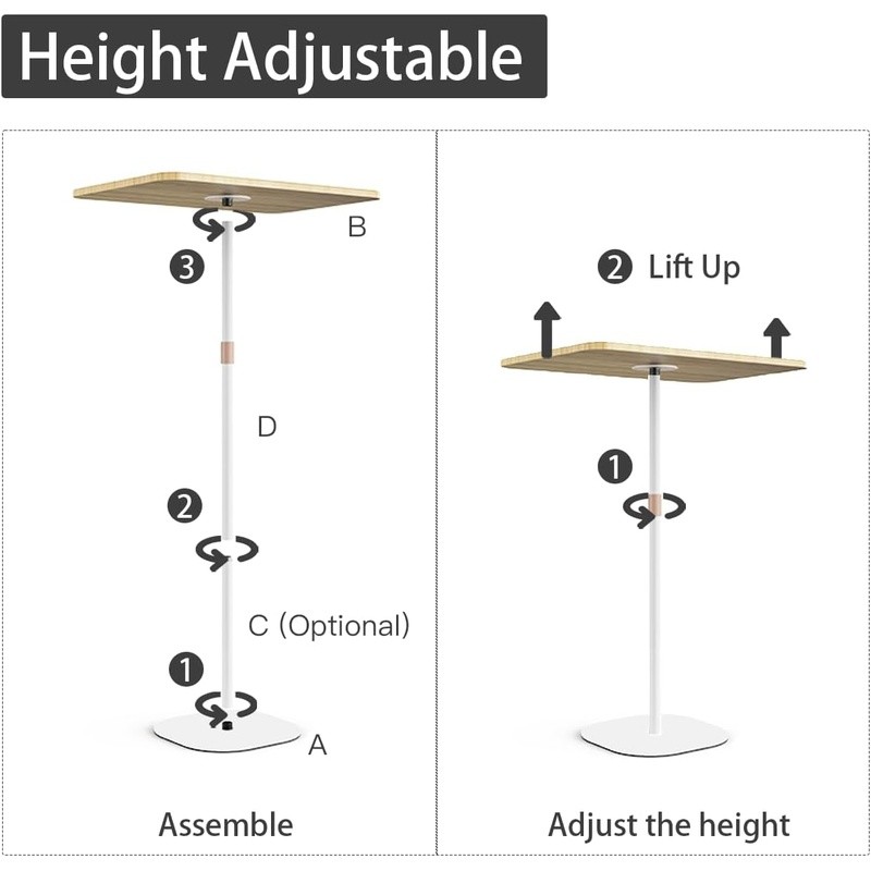 Adjustable Height Laptop Stand Desk Portable Side Table Workstation Sofa Bedside