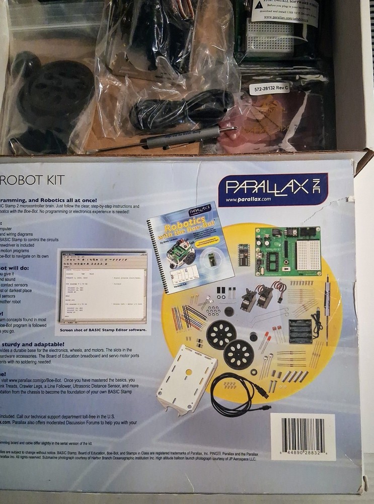 New Parallax Boe-Bot Robot Kit USB #28832 BASIC Stamp 2 STEM Educational Robotic