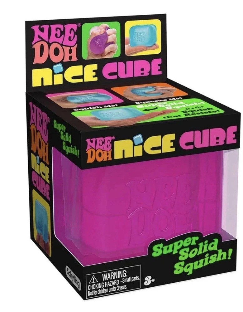 Nee Doh Nice Cubes Ice Cube Toy Fidget Super Solid Squish Pink**