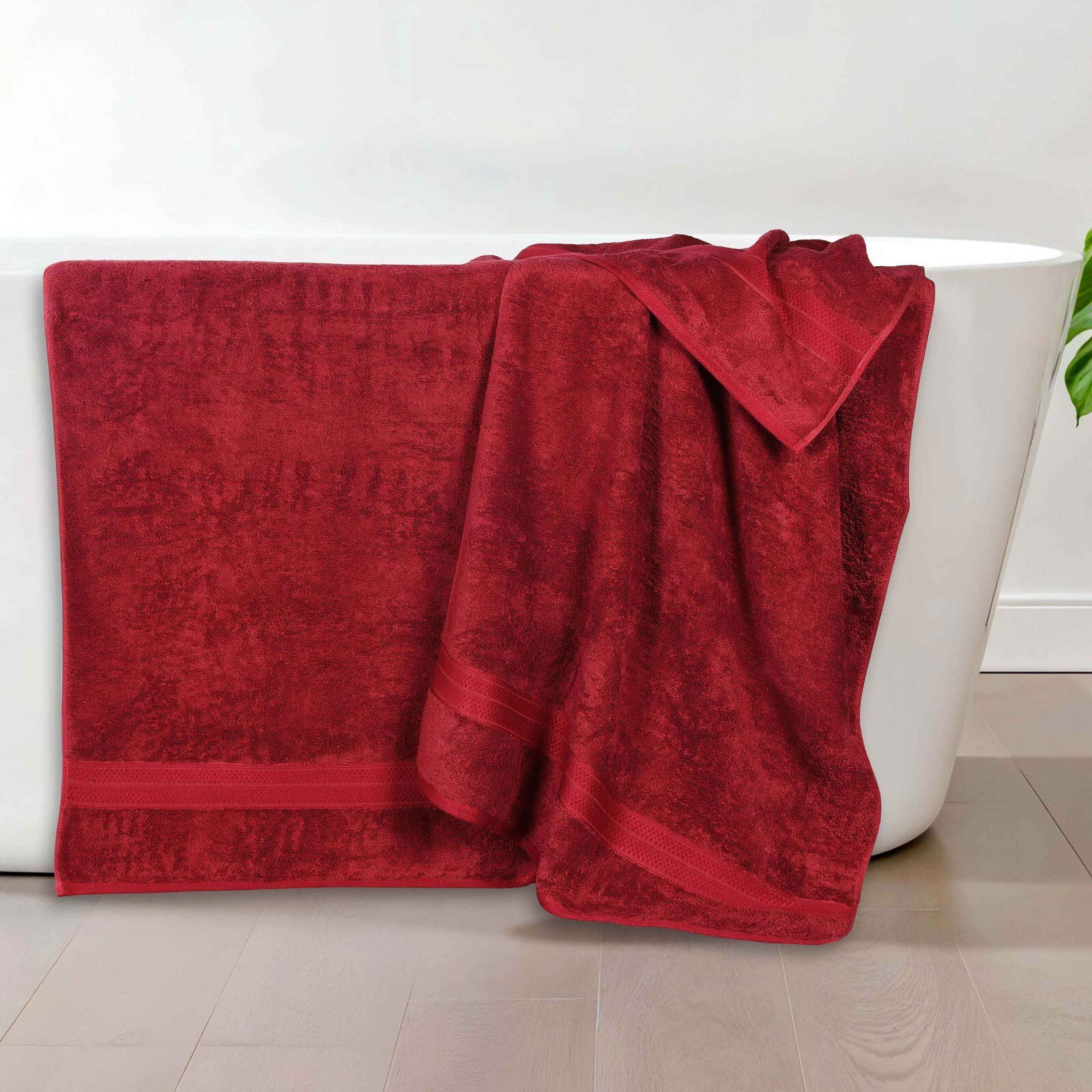 Rayon From Bamboo and Cotton Blend Plush 650 GSM Bath Towel Set  of 2