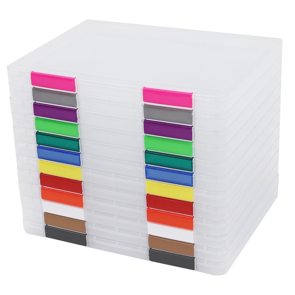 12Pcs Clear File Boxes Magazines Photos Holders Plastic Document Storage Cases