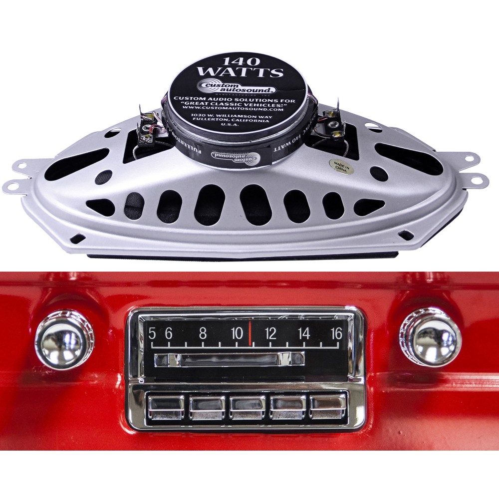 Custom Autosound Bluetooth Radio Slidebar With Dash Speaker Kit Mustang 1965-...