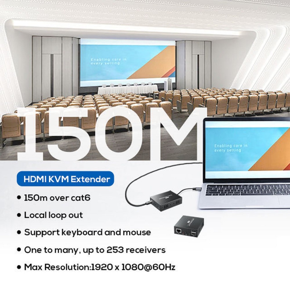 150M HDMI KVM Extender over Enternet Cat5e/6 Cable HDMI USB Extender PC Switch