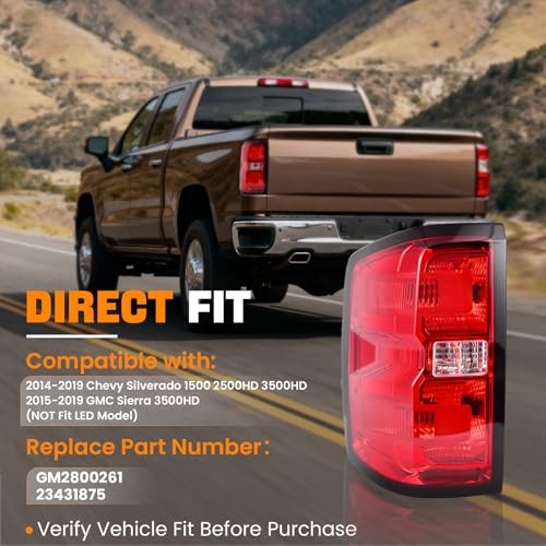 Tail Light Assembly Compatible with 2014-2019 Chevy Silverado Left Driver Side