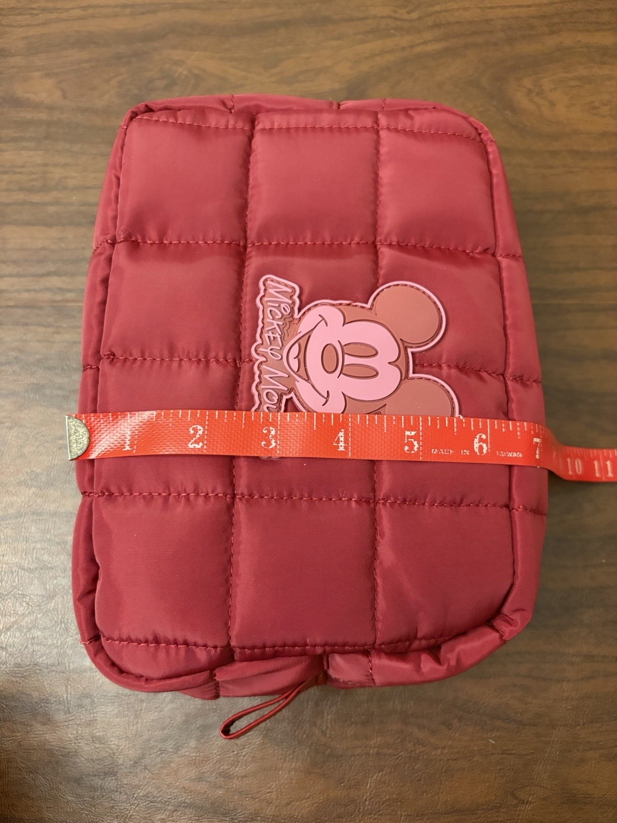 Disney Mickey Mouse Quilted Cosmetic Travel Makeup Bag Organizer Zipper Plum