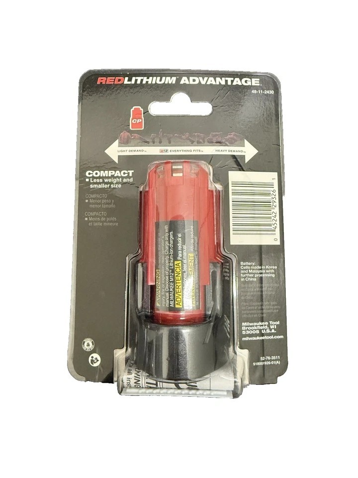 2 Pack NEW Milwaukee 48-11-2430 M12 REDLITHIUM 3.0 Compact Battery USA SELLER