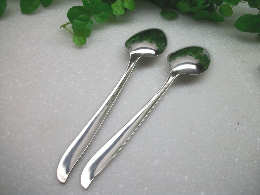2 Oneida Wm A Rogers ALWAYS Wildwood I Silverplate Solid Serving Spoons 1958