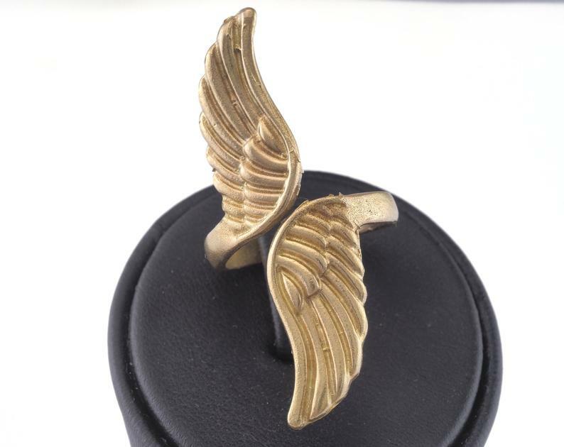 Wings Adjustable Ring Raw brass (17mm 7US inner size - Adjustable ) OZ2731