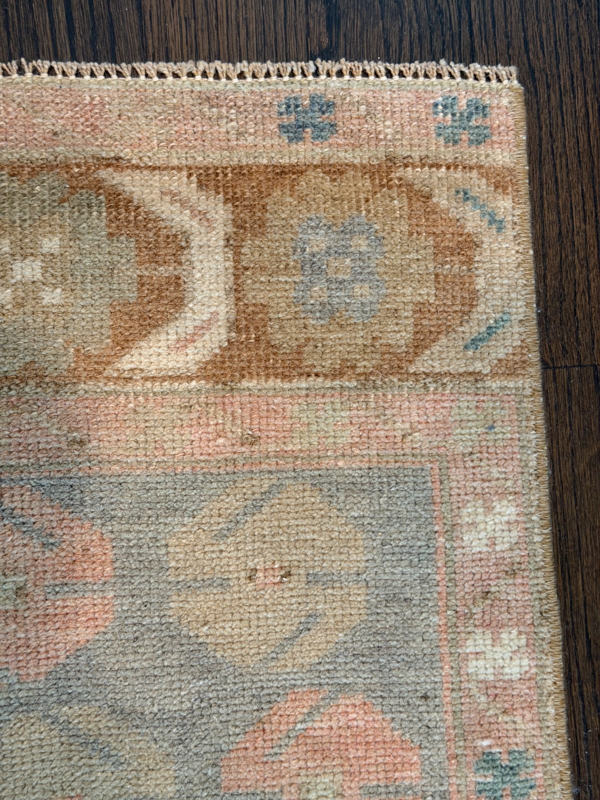 Vintage Turkish Runner Rug 3x8 Hand Knotted Wool Anatolian Oushak Hallway