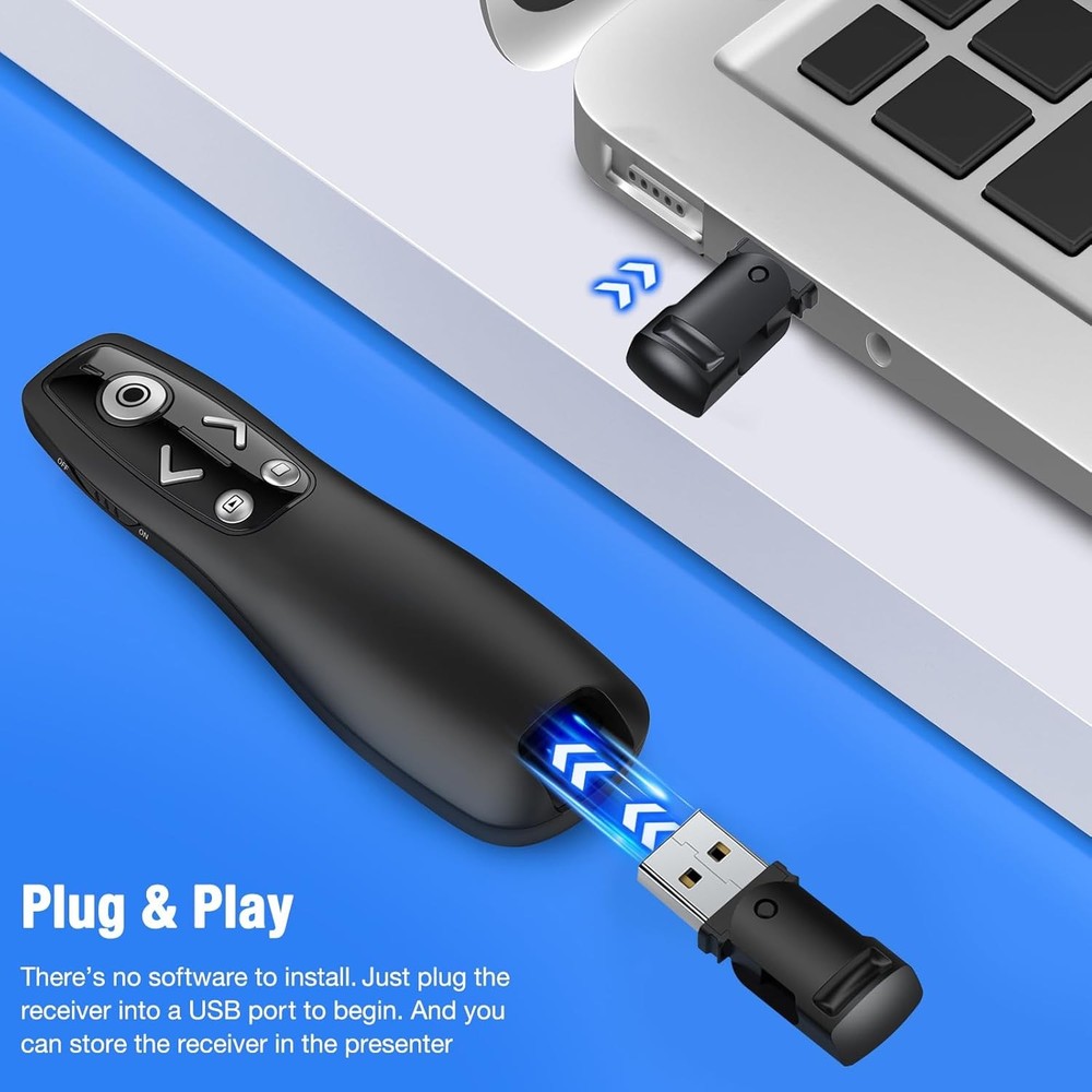 Presentation Clicker Wireless Presenter Remote for Powerpoint, Volume Control