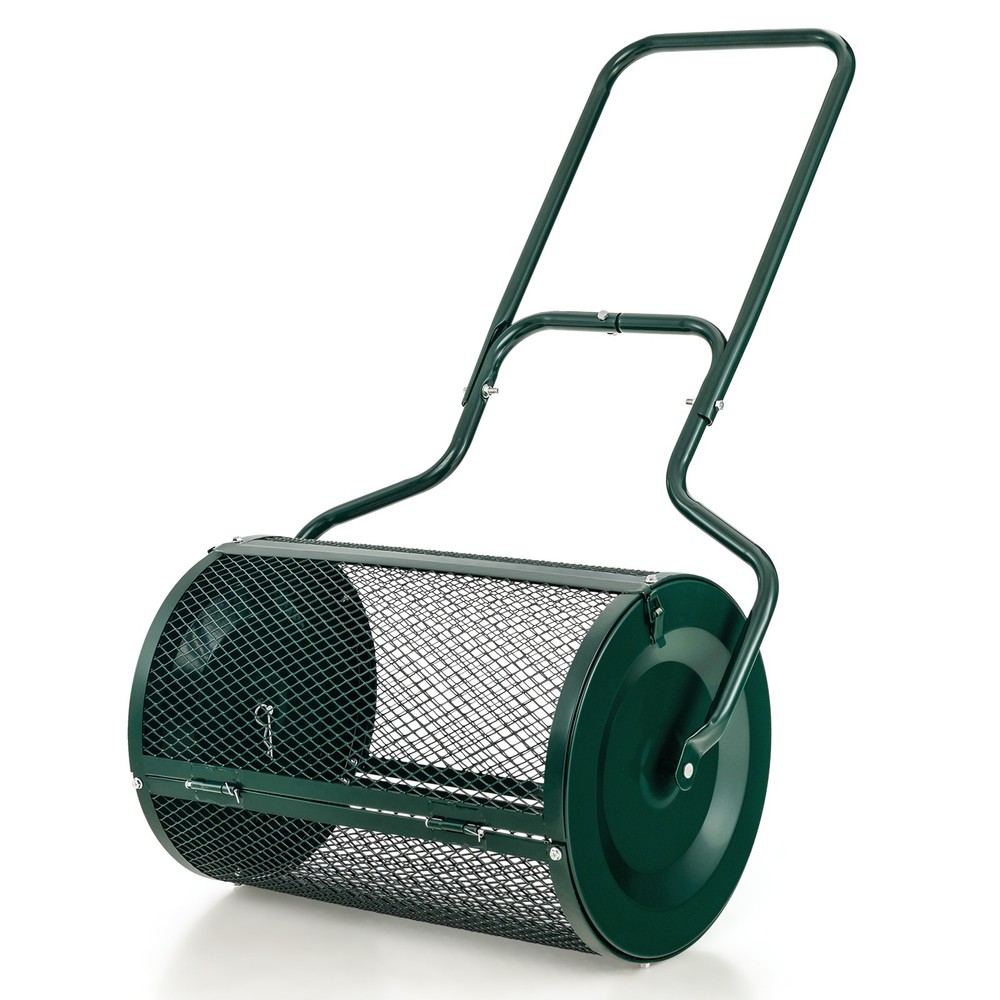 24" Peat Moss Spreader Compost Spreader w/ Upgrade Side Latches & U-shape Handle