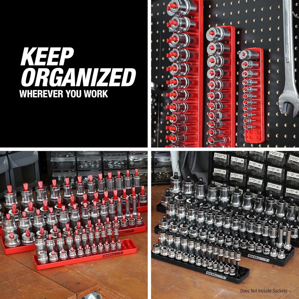 Efficient Socket Organization: 6 Piece Set for Toolbox with SAE & Metric Holders