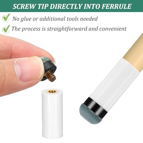 10Sets Pool Cue Tips Replacement Kit, No Glue Pool Cue Tips with White