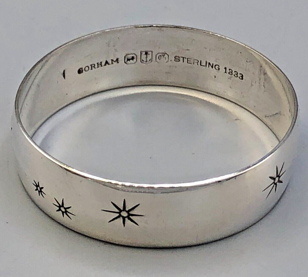 Gorham Stardust Sterling Silver Round Napkin Ring 1/2" wide