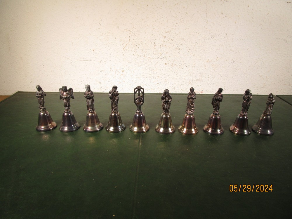 10 Silverplated Religious Bells 3"
