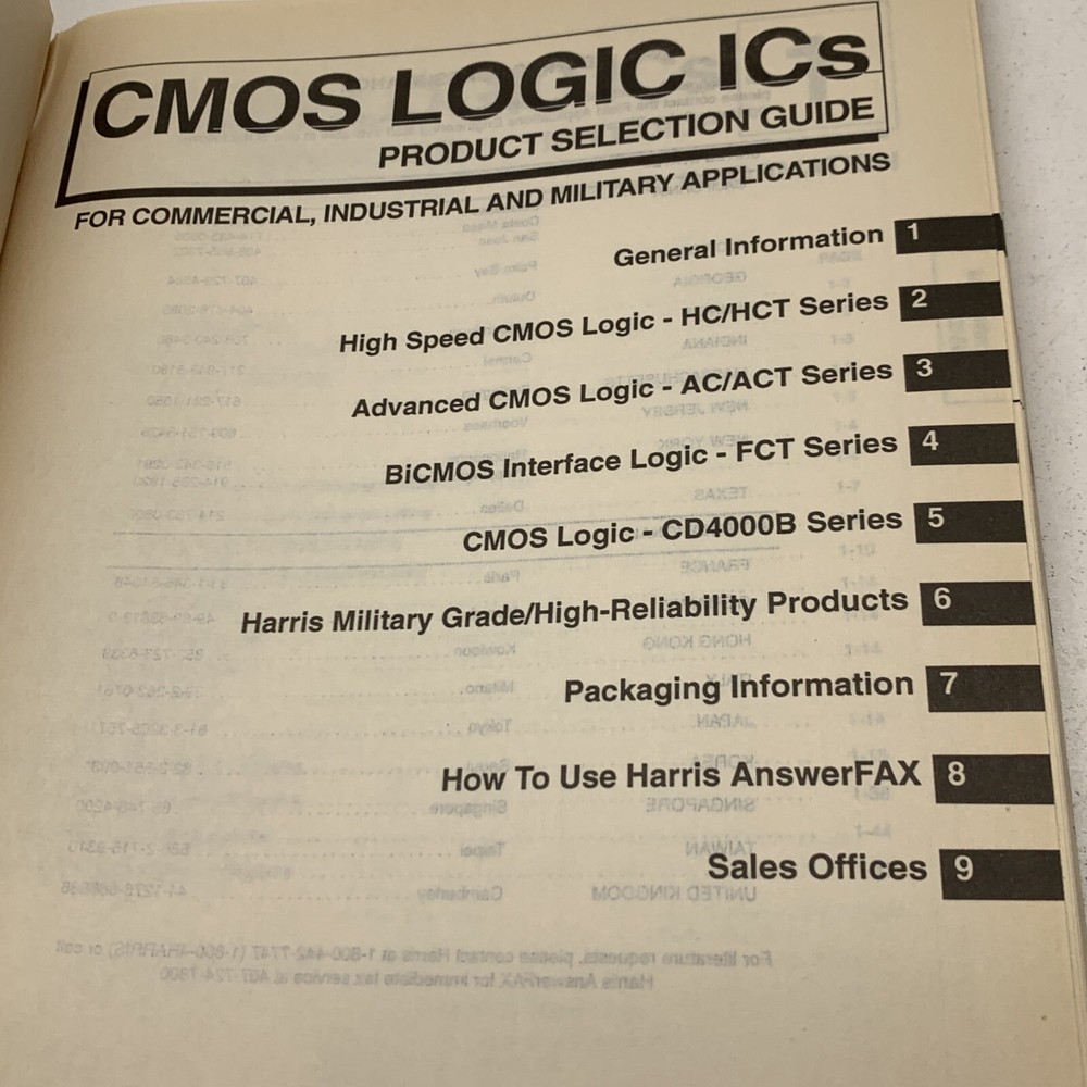 Harris Semiconductor CMOS Logic Selection Guide 1994
