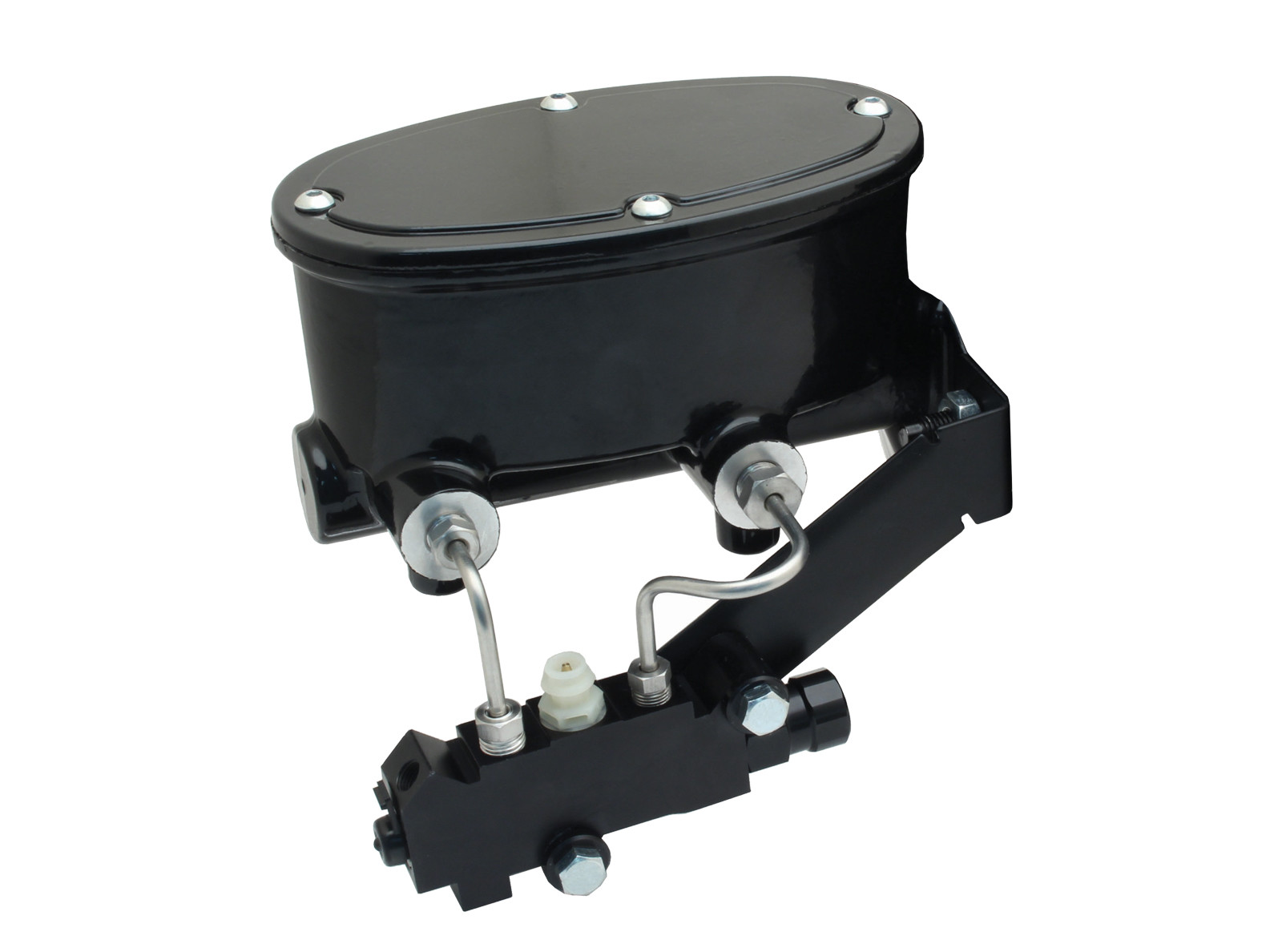 Blacked Out 1" Bore Black Oval Master Cylinder & Proportioning Valve Kit