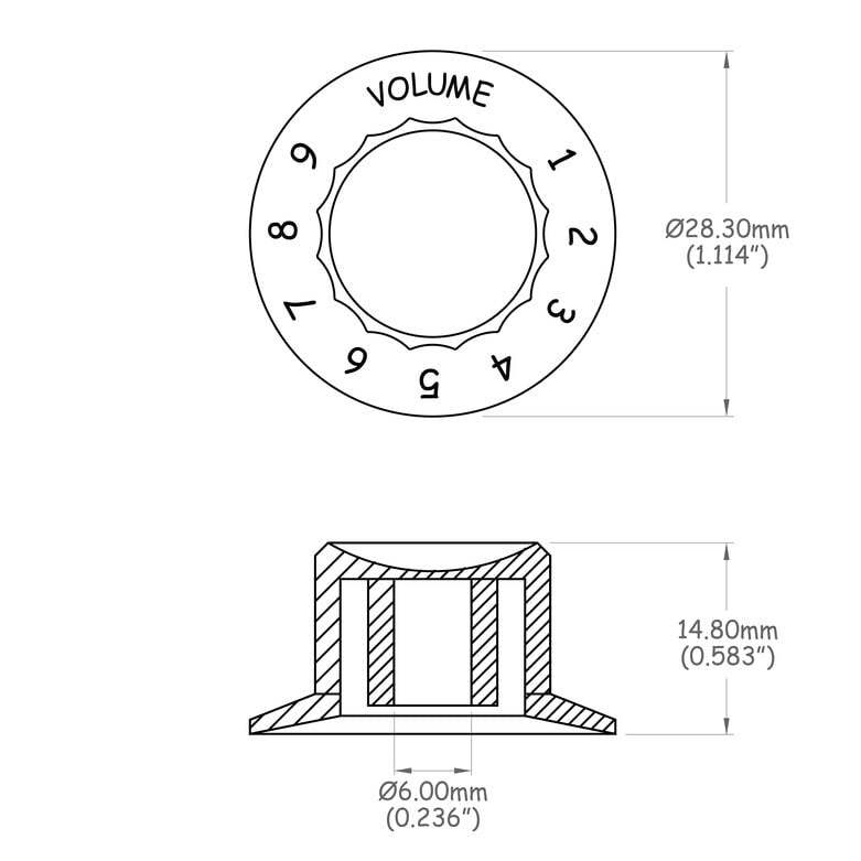 Solo Pro Guild® Style Metric Volume Knob