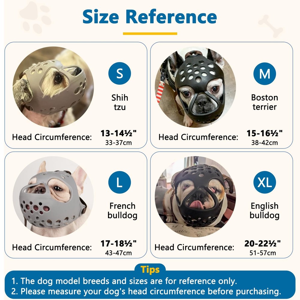 Short Snout Soft Silicone Flat Faced Biting Chewing Licking Dog Muzzle Safe