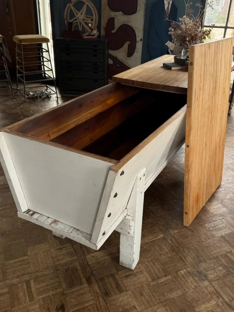Large Antique Butcher Block Bakers Table