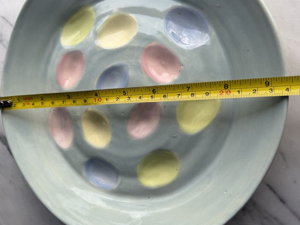 9.5” Deviled Egg Serving Dish, Handmade Pottery, Pastel Colors, Spring, Easter