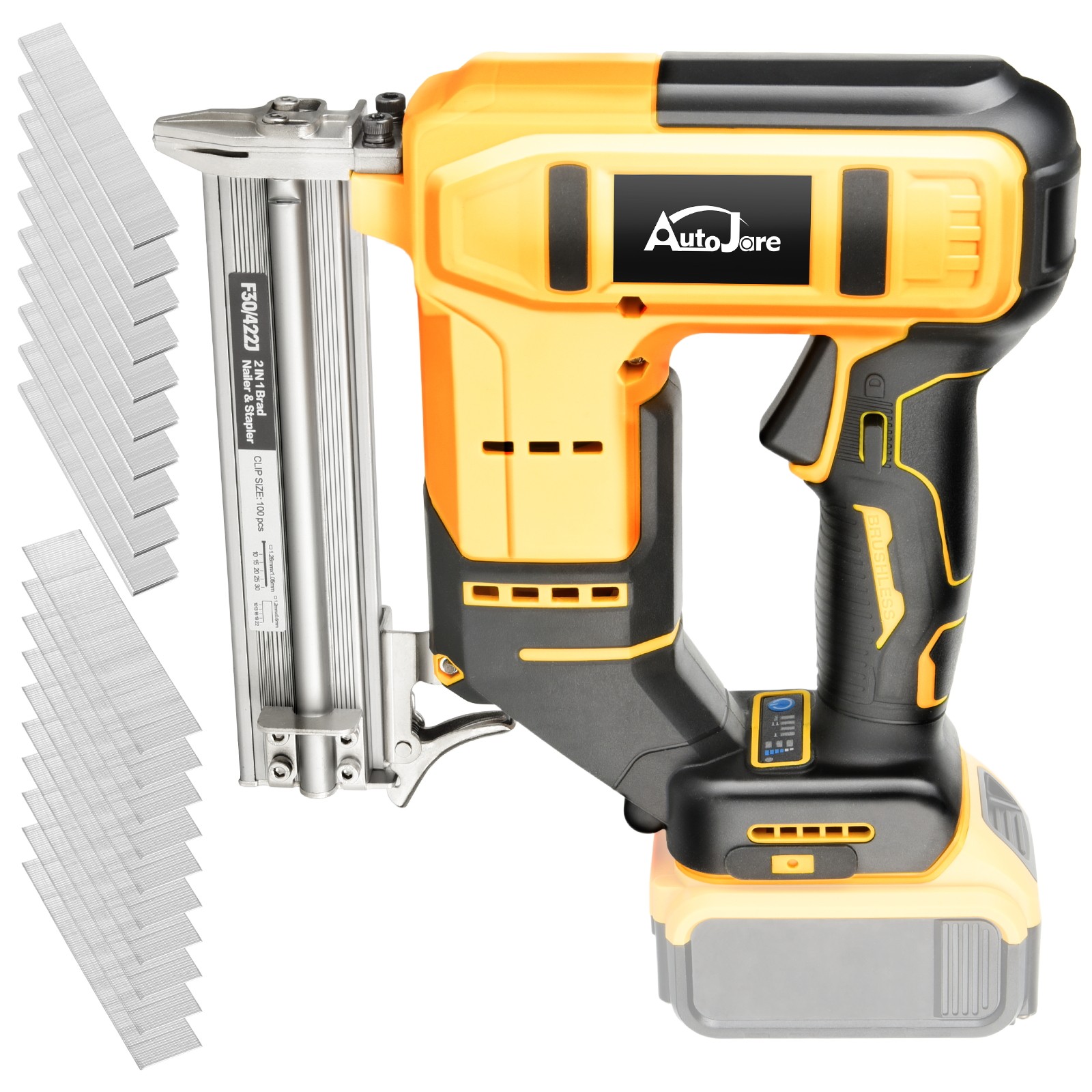 18GA Cordless Brushless Brad Nailer for Dewalt 20V Battery,2 in1 Electric Nail