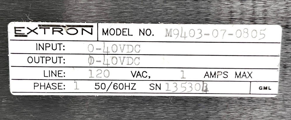Extron M9403-07-0805 DC Motor Controller DC Input