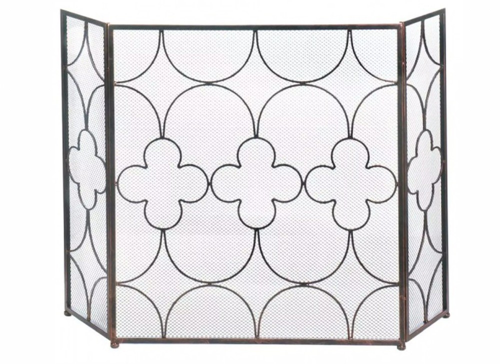 Clover Pattern Iron Fireplace Screen
