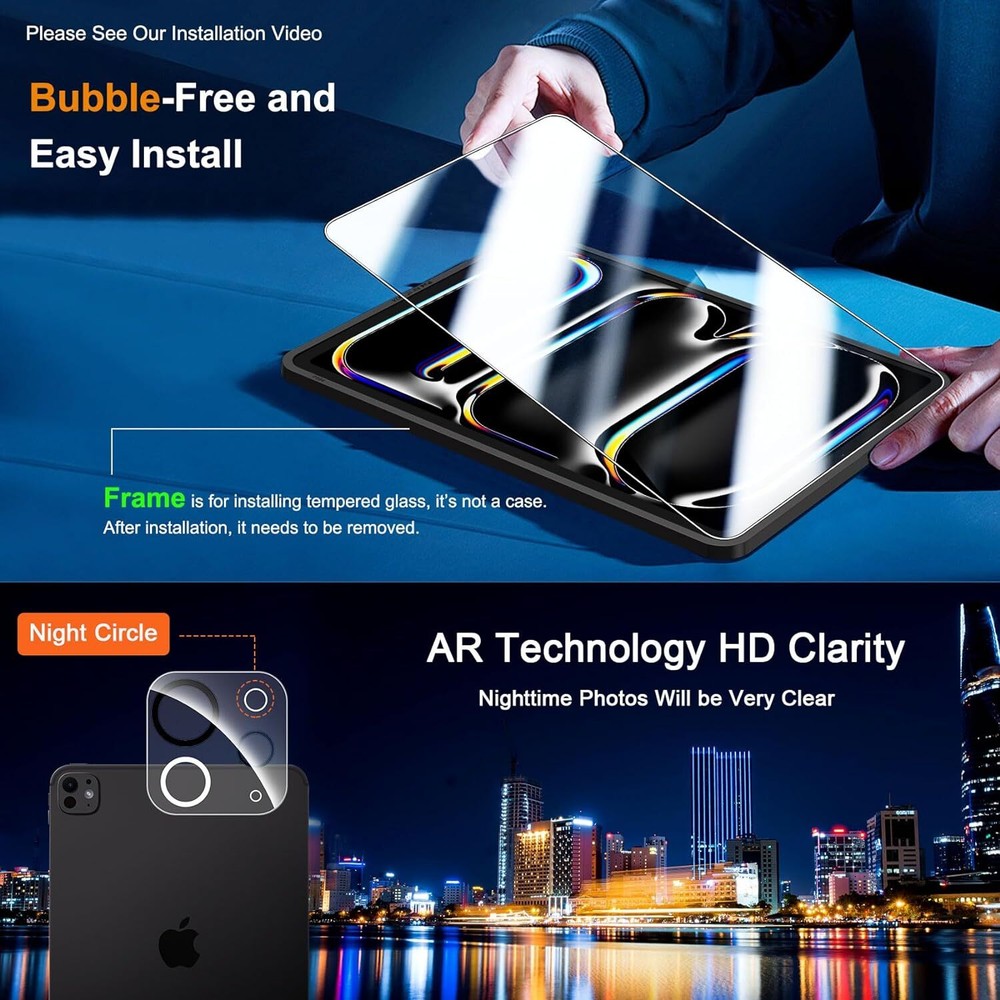 Screen Protector Compatible With iPad Pro 11 Inch (2024) [2+2 Pack]