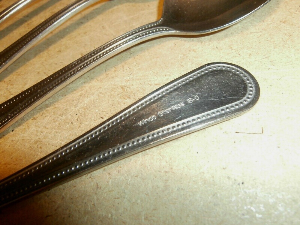 18 Winco Stainless 18-0 Table Spoons Dot Beaded Pattern