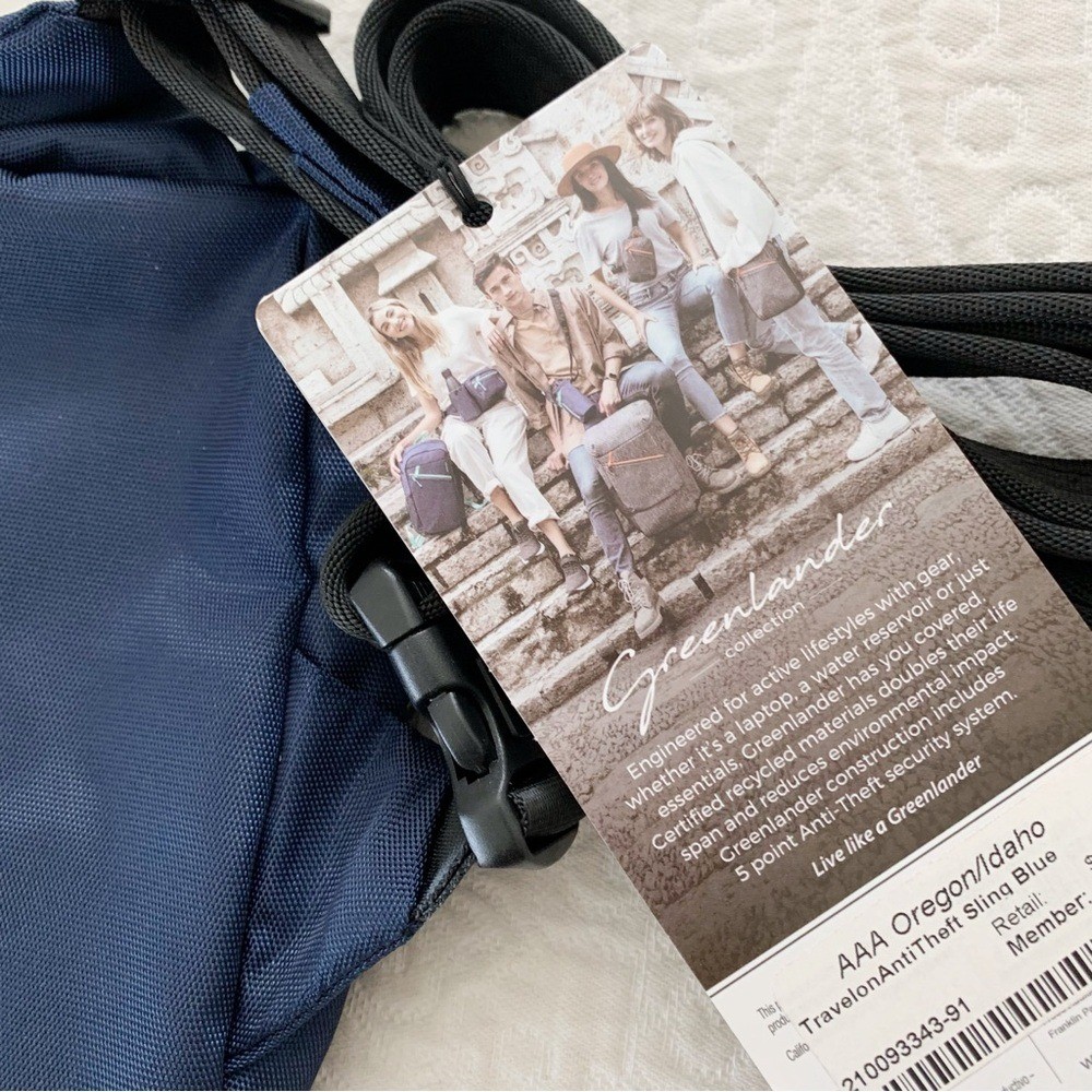 Travelon Anti-Theft Greenlander Compact Sling Bag, Galaxy Blue