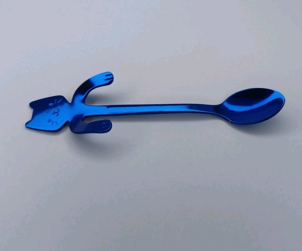 Blue Kitty Cat Spoon Tea Cup Hugging Hugs Your Mug