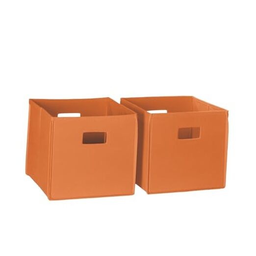 2 Pc Folding Storage Bin Set, No Size, Orange, 2 Count 2 Orange Bins