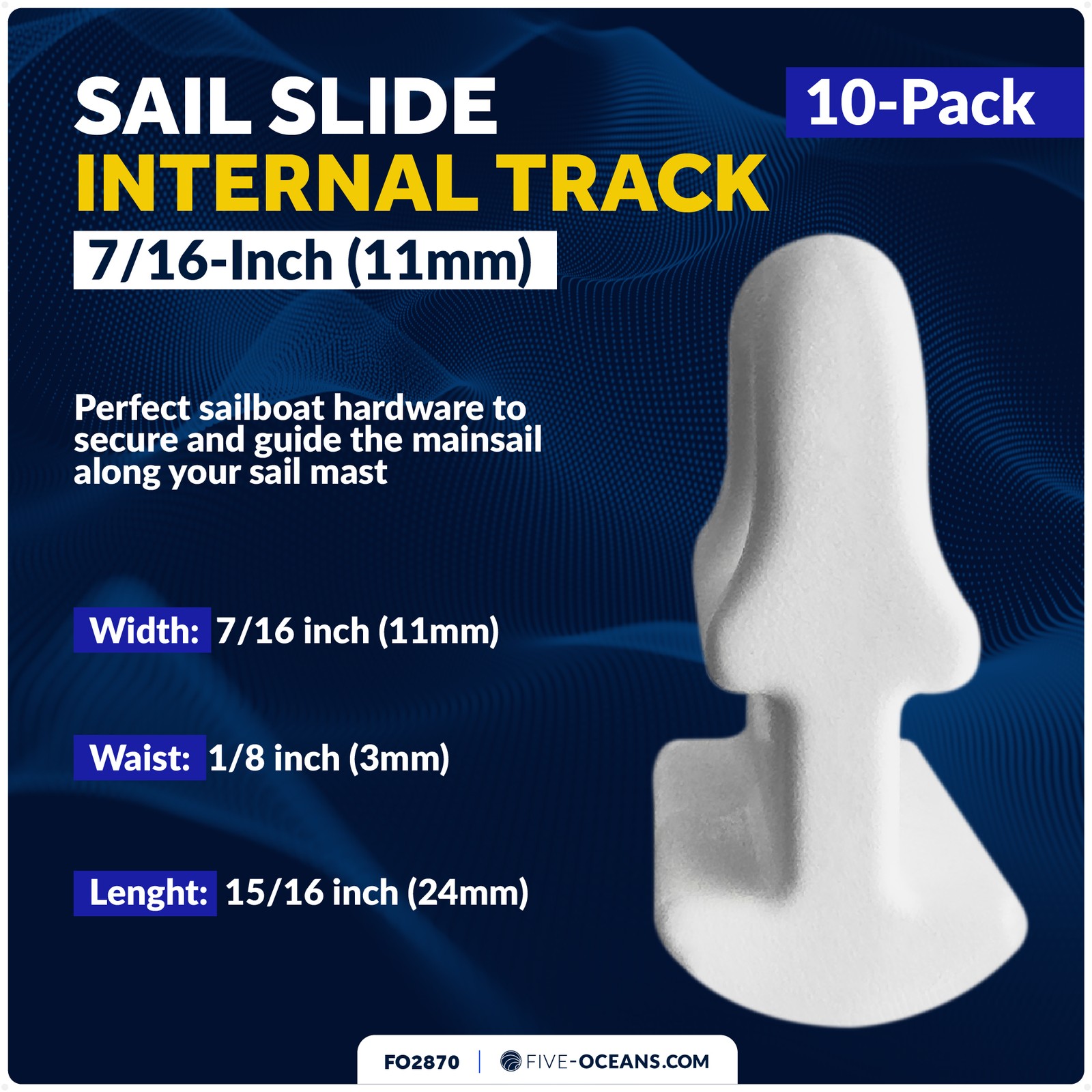 10-Pack Sail Slide - Internal Track - 7/16-Inch (11mm) - FO2870