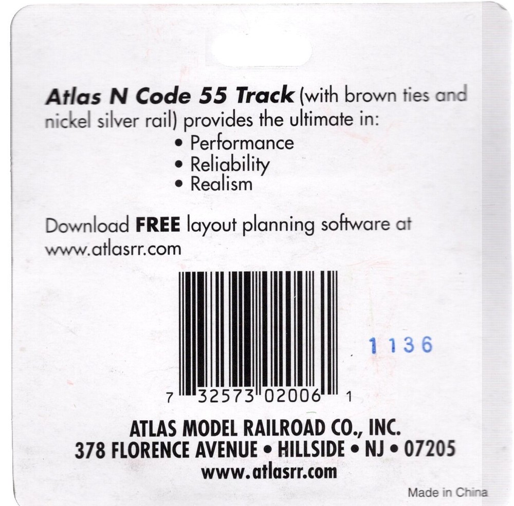 N Scale Atlas 2006 Code 55 1.25" Straight Track pkg (6)