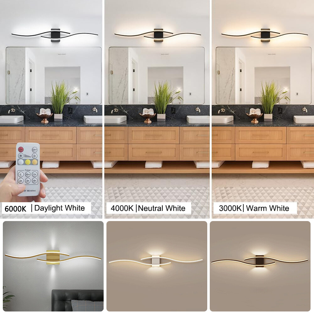 Modern LED Vanity Light Bathroom Light Fixture Over Mirror with Remote Control