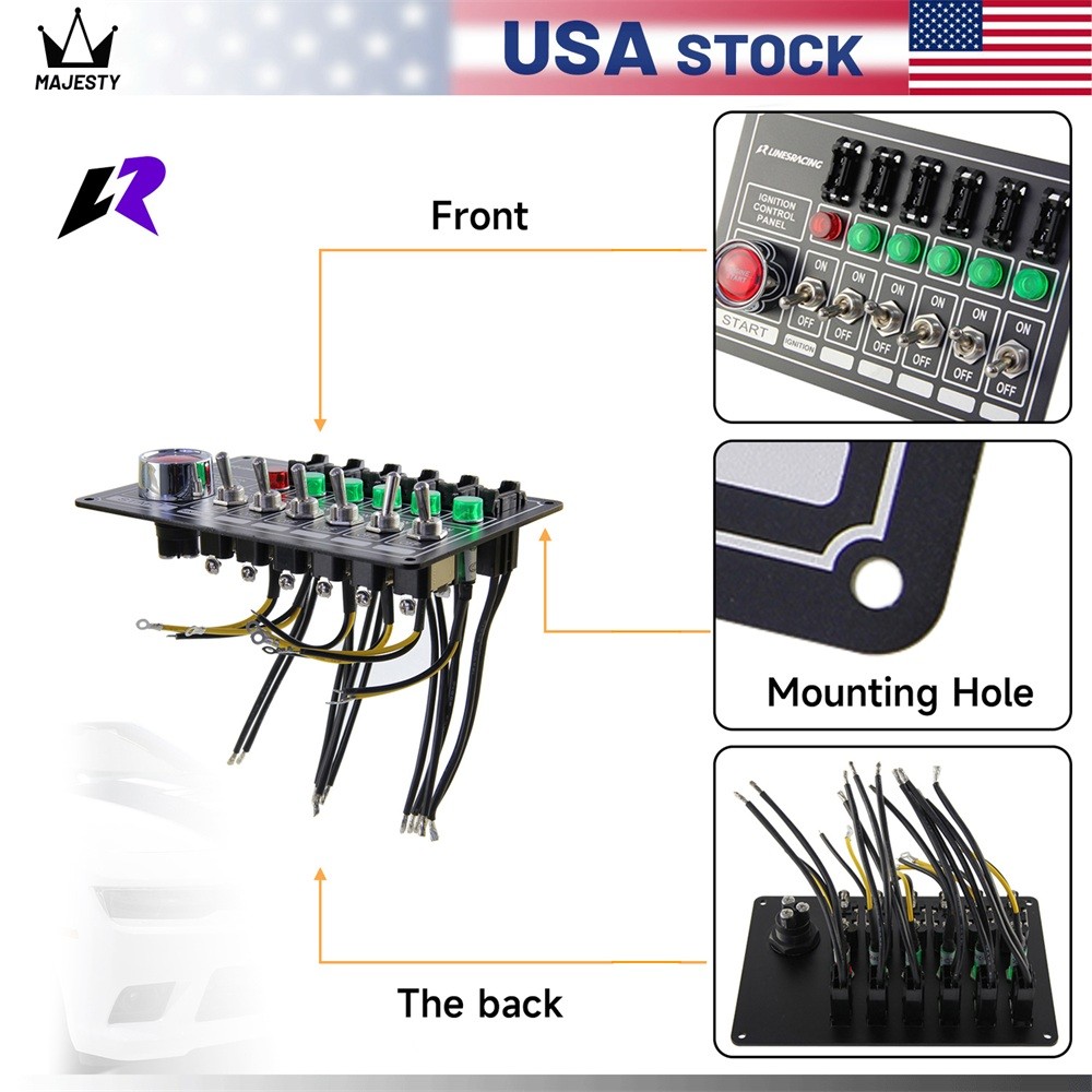 Racing Switch Panel Race Ignition Accessory Engine Start 6 Switch Lights Fused