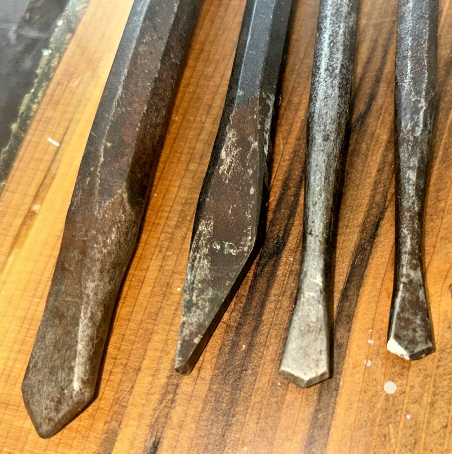Cold Chisel mixed size lot flat & cape chisels,machinist blacksmith tools (11)