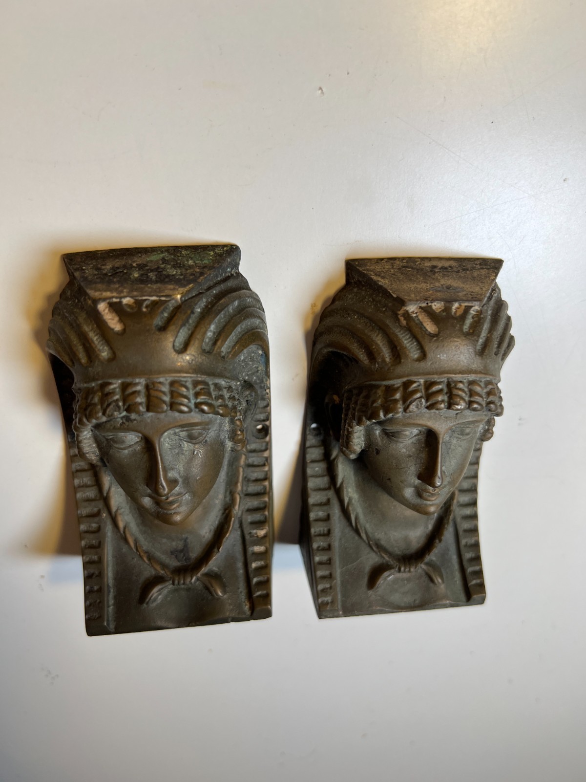 2: Antique Cast Brass Egyptian Revival Furniture Mounts Architectural Appliques