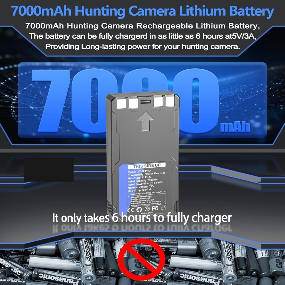 2-Pack Rechargeable LIT-22 Battery Compatible with Trail Camera Flex-Plus Flex-S
