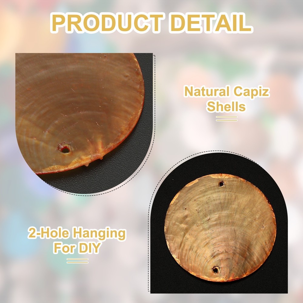 20Pcs Capiz Shells 2" Round Natural Shells with 2 Holes, Orange