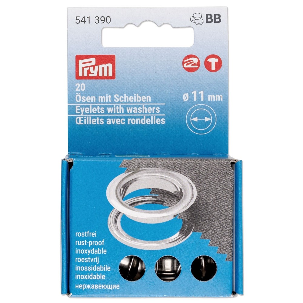 Prym 11 mm, 20 pcs Eyelets with Washers, Silver Count